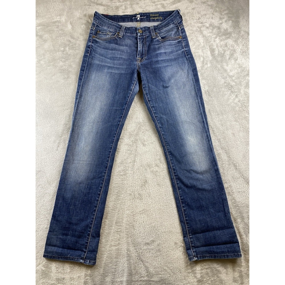 7 For‎ All Mankind Jeans Women's Sz 28 Kimmie Straight Leg (29x28) Med Blue Fade
